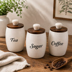 Artisan Speckled Ceramic Kitchen Canister Set of 3