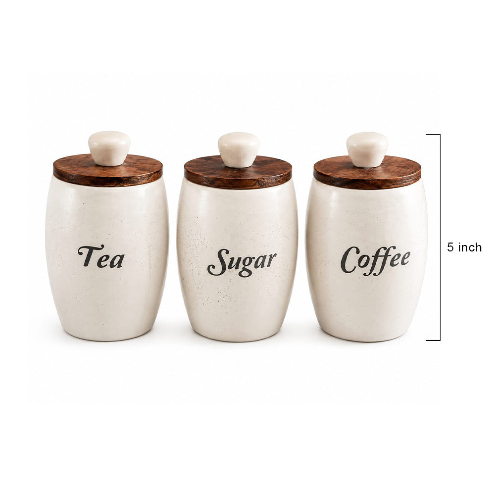 Artisan Speckled Ceramic Kitchen Canister Set of 3