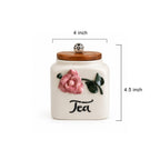 Hand-Sculpted Pink Floral Ceramic Tea Jar with Wooden Lid
