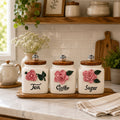 Vintage Floral Ceramic Kitchen Canister Set of 3