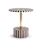 Linear Inlay Sunburst Side Table with Brass Pedestal