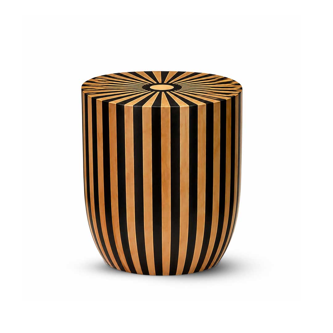 Radial Sunburst Striped Drum Side Table