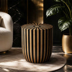 Radial Sunburst Striped Drum Side Table