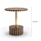 Artisanal Wood and Brass Sunburst Accent Table