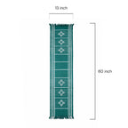 Hand-Woven Dhokra Weaving Green Cotton Table Runner