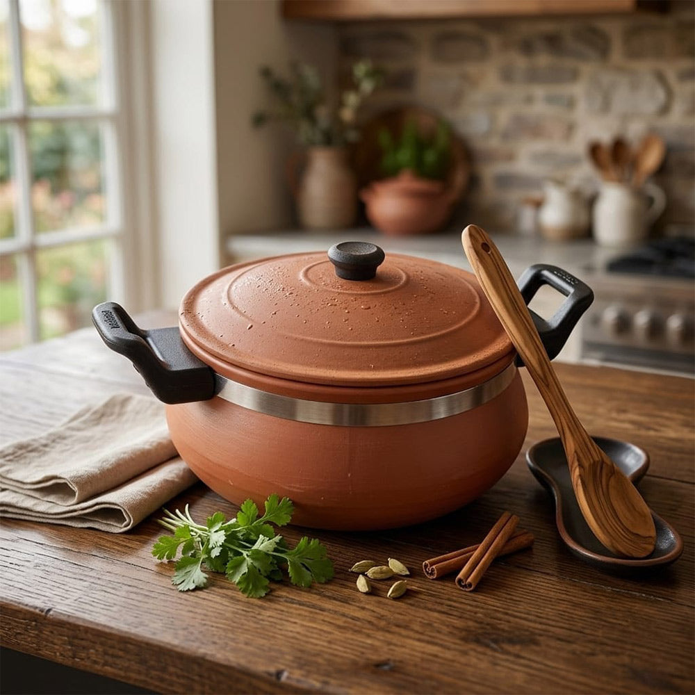 Pokhran Terracotta Cooking Casserole with Ergonomic Handles