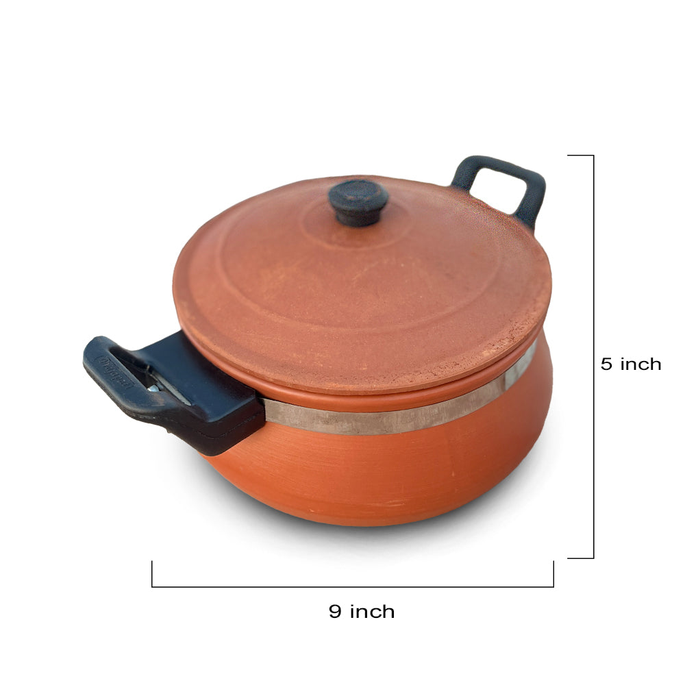 Pokhran Terracotta Cooking Casserole with Ergonomic Handles