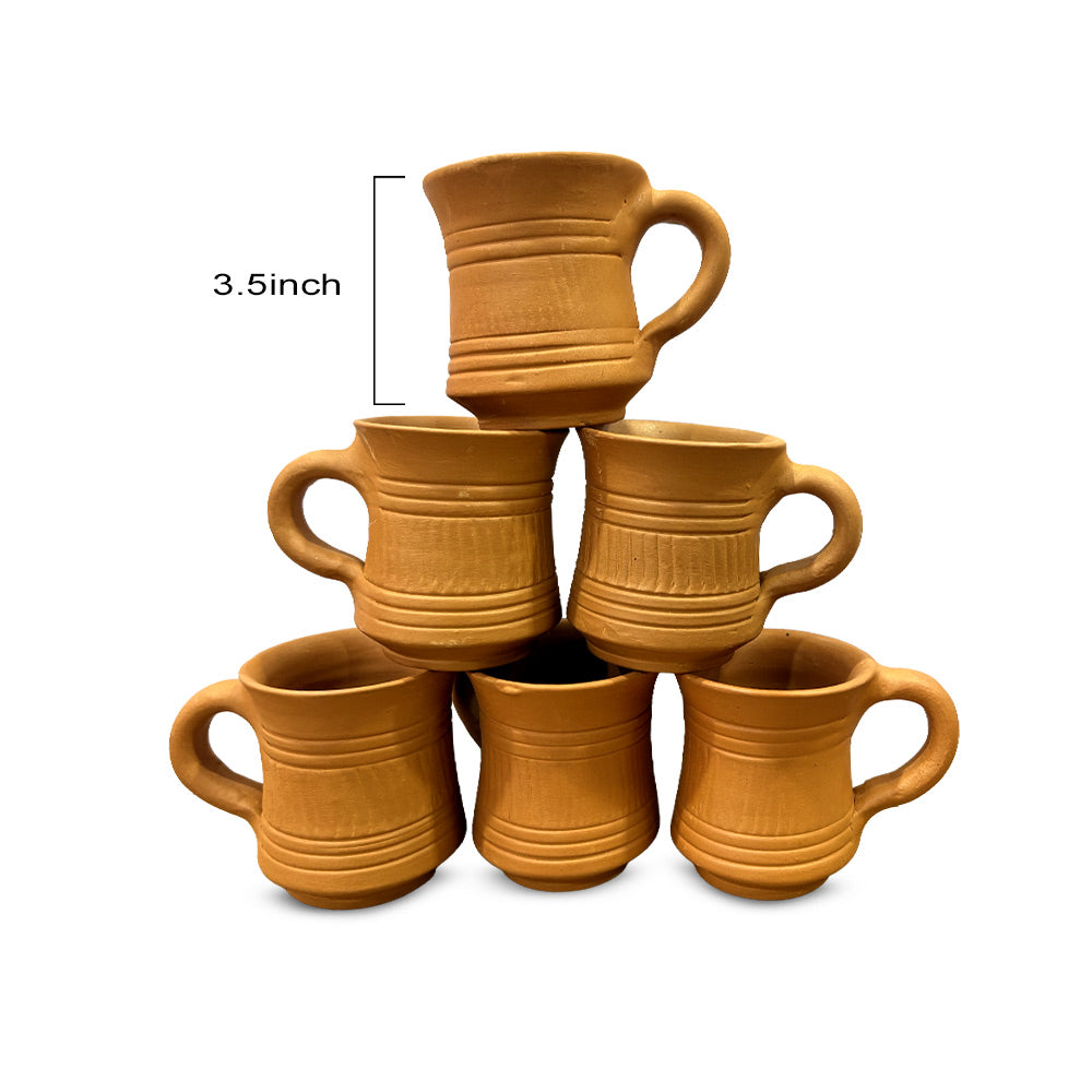 Pokhran Artisanal Terracotta Tea Mugs with Ribbed Texture