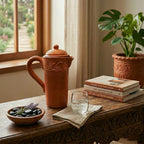 Pokhran Handmade Terracotta Jug with Floral Carvings