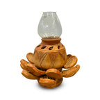 Pokhran Hand-Carved Terracotta Lotus Lamp with Glass Chimney