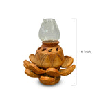 Pokhran Hand-Carved Terracotta Lotus Lamp with Glass Chimney