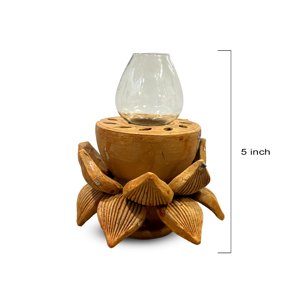 Pokhran Artisanal Terracotta Lotus Essential Oil Burner