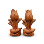 Pokhran Hand-Carved Terracotta Floral Candle Holder Set