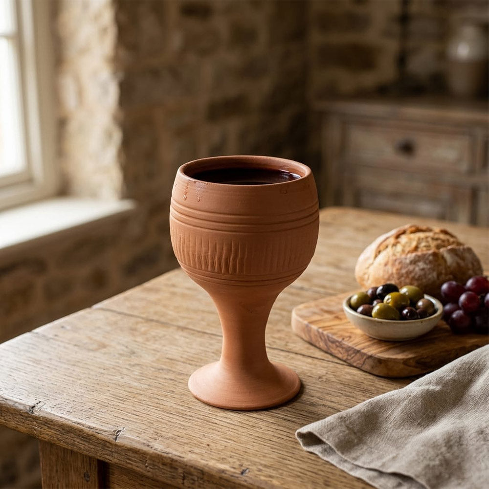Pokhran Hand-Carved Terracotta Wine Goblet