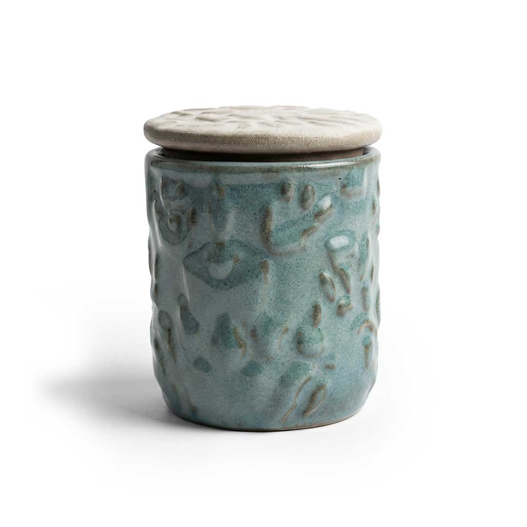 Artisan Textured Assorted Ceramic Jar with Stone-Look Lid Set