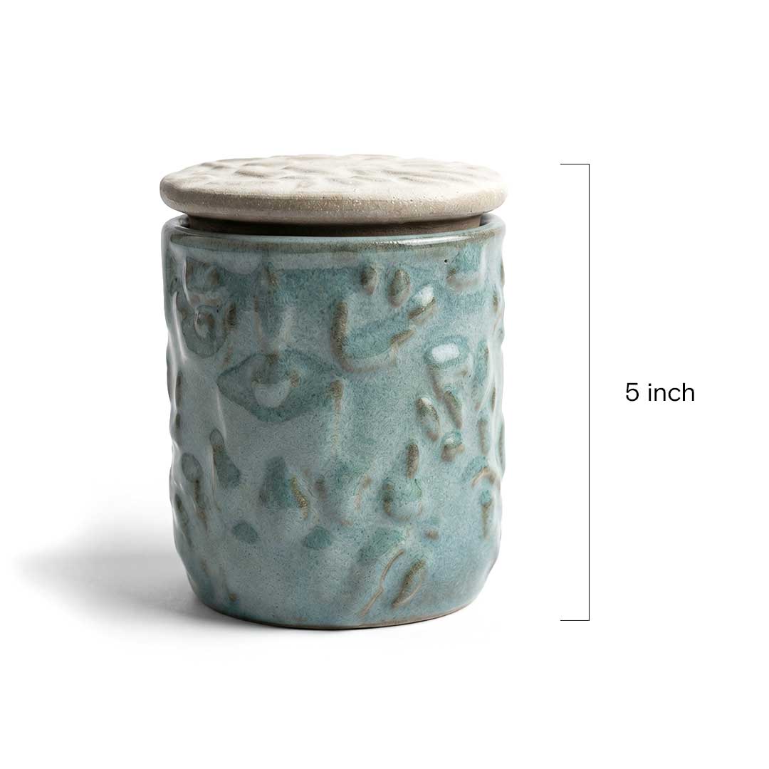 Artisan Textured Assorted Ceramic Jar with Stone-Look Lid Set