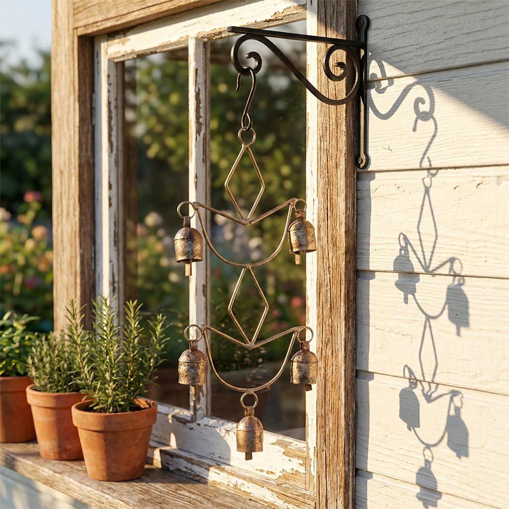 Rustic Geometric Metal Bell Wind Chime