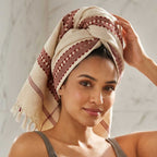 Hand-Woven Cotton Koraput Tribal Weaving Towel with Embroidered Borders and Fringe