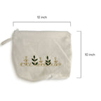 Hand-Embroidered Gotapatti Travel Pouch in Cream Canvas