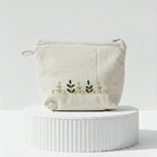 Hand-Embroidered Gotapatti Travel Pouch in Cream Canvas