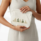 Hand-Embroidered Gotapatti Travel Pouch in Cream Canvas
