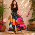 Colorful Artisan Patchwork Wide Leg Cotton Trousers