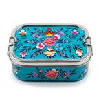 Teal Meadow Hand Painted Stainless Steel Tiffin Box