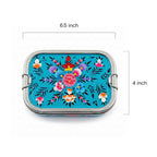 Teal Meadow Hand Painted Stainless Steel Tiffin Box