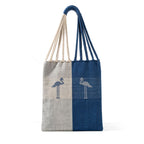 Dhokra Weaving Split-Tone Flamingo Woven Tote - Artisanal Handmade Bag