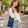 Dhokra Weaving Split-Tone Flamingo Woven Tote - Artisanal Handmade Bag