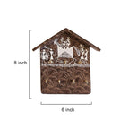 Rustic Warli Art Hand-Painted Wooden Key Rack in Mocha Brown