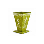 Verdant Green Hand-Painted Warli Art Tapered Pen Holder