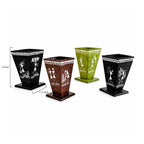Artisan Warli Tribal Art Tapered Wooden Pen Holder Set of 4