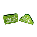 Forest Green Warli Art Hand-Painted Wooden Napkin Holder Duo