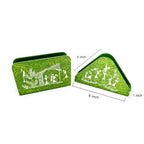 Forest Green Warli Art Hand-Painted Wooden Napkin Holder Duo