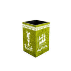 Warli Folk Art Wooden Stationery Holder in Leaf Green