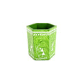 Grass Green Hexagonal Warli Art Wooden Pen Stand