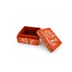 Warli Tribal Art Hand-Painted Wooden Jewelry Box - Crimson Red