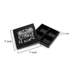 Hand-Painted Warli Art 4-Section Wooden Dry Fruit Box - Onyx