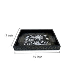 Warli Art Hand-Painted Wooden Serving Tray in Charcoal Black