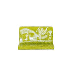 Warli Art Hand-Painted Wooden Mobile Stand - Olive Green