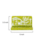 Warli Art Hand-Painted Wooden Mobile Stand - Olive Green