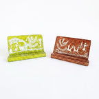 Handcrafted Warli Folk Art Wooden Smartphone Stand Duo