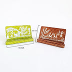 Handcrafted Warli Folk Art Wooden Smartphone Stand Duo