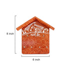 Warli Art Hand-Painted House-Shaped Wooden Wall Key Holder