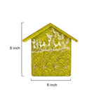 Lime Green Hand-Painted Warli Art Wooden Key Organizer