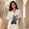 Gond Art Bird & Tree Hand-Painted Jacket