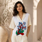 Gond Art Bird & Tree Hand-Painted Jacket