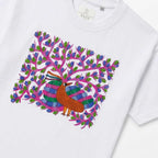 Hand Painted Botanical Bird White Cotton Tee