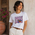 Hand Painted Botanical Bird White Cotton Tee